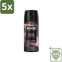 Axe 5 x – Deodorant – Cocoa Velvet – 150 ml - Grootverpakking - Deodorant Bodyspray - Frisheid - Lichaamsgeur - Warme Geur - Vanille