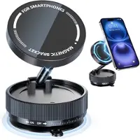 Universeel Aluminium Magnetische Auto Telefoonhouder met Vacuüm Zuignap – 360° Draaibaar – Opvouwbaar Design – Sterke Magnetische Absorptie – Voor Dashboard & Voorruit