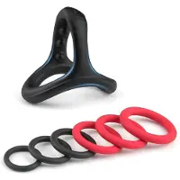 IVY LUX Cockring Siliconen - Penisring set voor mannen - Waterdicht en Wasbaar - 6 Verschillende Maten - Inclusief 6 ringen in de kleuren zwart en rood