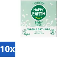 Happy Earth 10 x – Wash & Bath Bar – 100% Natuurlijk Baby & Kids – 50 g - Baby Bad Bar - Natuurlijke Wasbar - Gevoelige Huid Verzorging - Zeepvrij Baby Was - Allergeen Baby Bad
