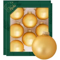 Krebs kerstballen - 16x stuks - honing goud - glas - 7 cm - mat