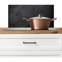 KitchenYeah Spatscherm keuken 70x30 cm - Kookplaat achterwand Beton - Zwart - Industrieel - Muurbeschermer - Spatwand fornuis - Hoogwaardig aluminium