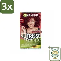 Garnier 3 x - Nutrisse Ultra Color 5.62 - Haarkleuring - Levendig Rood - Voedend - Permanente Kleur - Grootverpakking - Haarkleuring - Rood - Permanent - Grijsdekking - Voedend