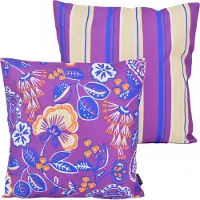 NOVÉE Flower / stripe paars outdoor | 45 x 45 cm | kussenhoes | katoen