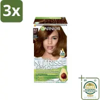 Garnier 3 x - Nutrisse Ultra Crème 4.3 - Haarkleuring - Goudbruin - Intens Voedend - Permanente Kleur - Grootverpakking - Haarkleur - Goudbruin - Haarverf - Voedende Haarverf - Permanente Haarverf