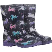 Mountain Warehouse Kinder/Kinder Splash Unicorn en Regenboog Lichtgevende Wellington Laarzen (Zwart)