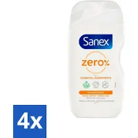 Sanex Zero% - Douchegel - Verzorgend - Natuurlijke Ingrediënten - Droge Huid - 400 ml - Voordeelverpakking - 4 stuks