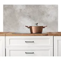 KitchenYeah Spatscherm keuken 120x60 cm - Kookplaat achterwand Beton - Grijs - Muurbeschermer - Spatwand fornuis - Hoogwaardig aluminium