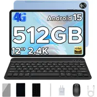 Doogee T40 Tablete Avec Clavier 8GB RAM+512GB ROM (TF 2TB) Helio G99 Batterij 8580mAh 11 "2.5K Android 15 Face ID Dual 4G LTE,Blauw