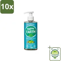 Happy Earth 10 x – Handzeep – 100% Natuurlijk Cedar Lime – 300 ml - Grootverpakking - Natuurlijke Handzeep - Vegan Handzeep - Ceder En Limoen - Handzeep Met Essentiële Oliën - Antibacteriële Handzeep