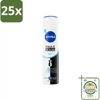 Nivea 25 x – Deodorant Spray – Black & White Invisible Pure – 150 ml - Grootverpakking - Deodorant Spray - Anti-Vlek - Onzichtbare Bescherming - 48 Uur Bescherming - Anti-Transpirant