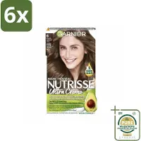 Garnier - Nutrisse Ultra Crème 6 - Haarkleuring - Natuurlijk Donkerblond - Intens Voedend - Permanente Kleur - Voordeelverpakking - 6 stuks - Donkerblond - Nutrisse Ultra Crème
