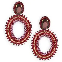 PAULIE POCKET Dames Sieraden Oval Stone Earrings - Bordeaux - Maat ONESIZE