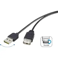 Renkforce USB 2 A/A Verlängerungskabel 1.8 m mit Wende-Stecker - Kabel nie wieder falsch herum einstecken