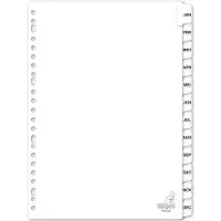 Kangaro Jan - Dec Alfabetische tabbladen A4 Wit 10 tabs 190 g/m² Karton 23 Gaten PK412JM