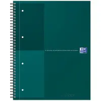 Oxford International notebook A4+ gelijnd 4 gaats 80 vel stevige kartonnen kaft 30 jaar groen