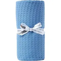 Homescapes - Wafel babydeken - 100% biologisch katoen - blauw - 90x110 cm