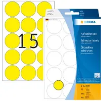 Herma Etiket 2271 rond 32mm geel 480stuks - 3 stuks