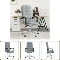 The Living Store De Living Store bureaustoel met ligfunctie, lichtgrijs, met stoffen bekleding