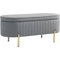 HOMCOM Opbergpoef - Fluweelachtige stof (100% polyester) - 108x44x43,5cm - Grijs