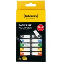 Intenso set van 10 Basic Line Type-A USB-stick 4GB Draaibaar, tot 28 MB/s, USB 2.0
