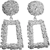 Charme Bijoux Clip oorbellen -zilverkleur -7 cm- Extra lang- geen gaatje-