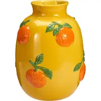 Home Styling Collection Bloemenvaas sinaasappels - geel - keramiek - D17 x H25 cm - fruitvaas