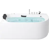Beliani SAYULA - Hoek bubbelbad - Wit - 1700 x 800 mm - Rechtszijdig - Acryl