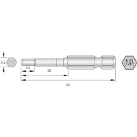 Bernstein 6-HX50-50 Bitset 5.0 mm 1/4 inch HRC-staal Hooggelegeerd E 6.3 6 stuk(s)