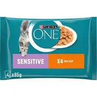Purina One Kattenvoer Nat Sensitive Adult Kip & Wortel 4 x 85 gr