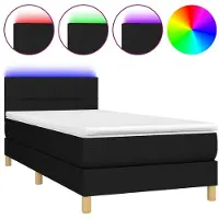 Syfax Boxspring met matras en LED stof zwart 90x200 cm
