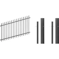 Alberts 511531 compleet hekwerkset verst., voor inbetonneren, mat zwart, hoogte 100 cm, lengte 4 m