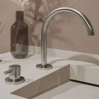Saniclear Bond Curved wastafelkraan 2-gats met Coldstart RVS