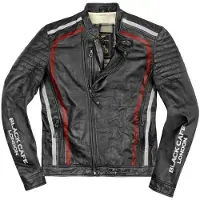Black-Cafe London Seoul Zwart Wit Rood Leren Motorjas Maat 52