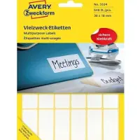 Avery Zweckform AVERY Universele etiketten 3324 Permanent klevend Wit 38 x 18 mm 27 Vellen à 24 Etiketten