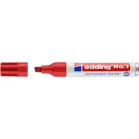 Edding No. 1 Permanentmarker 100% Gerecycled Breed Beitelpunt 1 - 5 mm Rood Navulbaar Waterbestendig