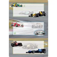 Herma Schooletiketten raceauto's, glitters - 10 stuks