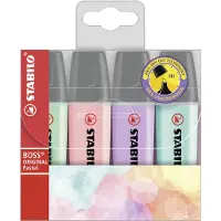 Stabilo BOSS ORIGINAL Tekstmarker Multikleur Breed Beitelpunt 2 - 5 mm Navulbaar 4 Stuks