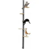 Eyepower 240 cm Wandkrabpaal met 5 Bamboe Planken - Katten Klimboom Sisal - Krabpaal met Muurbevestiging