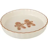 J-Line taartplateau Cookie Dolomiet - keramiek - bruin/wit