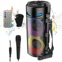 No Draadloze Karaoke Set met Luidspreker - 2 Microfoons - Mobiel Geluidssysteem voor Zangfeesten Thuis