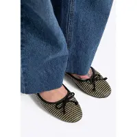 WITTCHEN Gevlochten Ballerina's - Zwarte Kleur - Polyurethaan - Decoratieve Strik - Platte Hak