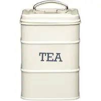 Kitchencraft Living Nostalgie theedoos, vintage stijl, metaal, antiek crème, 11 x 17 cm, grijs