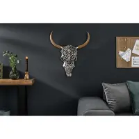 Invicta Extravagante wanddecoratie EXOTIC BULL 57cm zilveren mangohouten stierenkop - 39091