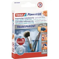 TESA Powerstrips Transparent Large - Zelfklevende strips - 8 stuks - Tot 1 kg draagkracht - Onzichtbare montage zonder boren
