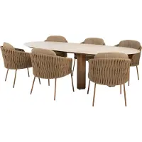 4 Seasons Outdoor Estate Molina dining tuinset 240x105xH75 cm 7 delig keramiek amber