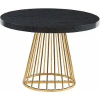 Vente-unique Uitschuifbare eettafel 2 tot 12 plaatsen van mdf en staal - Zwart en goud - FIRELA
