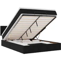 vidaXL Ottomanbed met matras en LED-verlichting, zwart, 140x200 cm, fluweel
