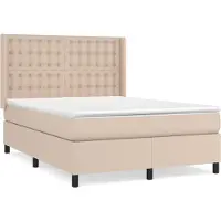 vidaXL Boxspring met matras kunstleer cappuccinokleurig 140x190 cm