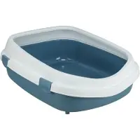 Trixie kattenbak primo met rand blauw/wit - xxl 71x56x25 cm